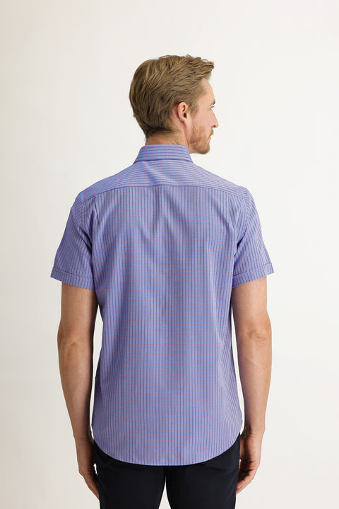 Medium Navy Short Sleeve Regular Fit Patterned Shirt
