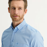 Aqua Blue Short Sleeve Regular Fit Patterned Shirt