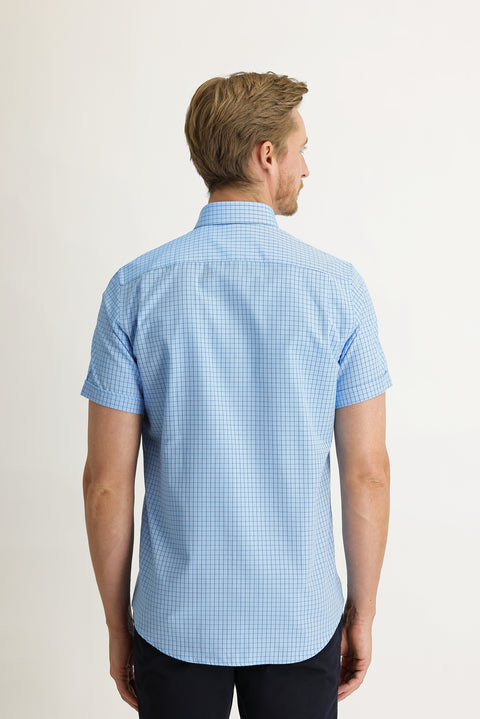 Aqua Blue Short Sleeve Regular Fit Patterned Shirt