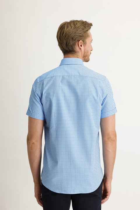Aqua Blue Short Sleeve Regular Fit Patterned Shirt