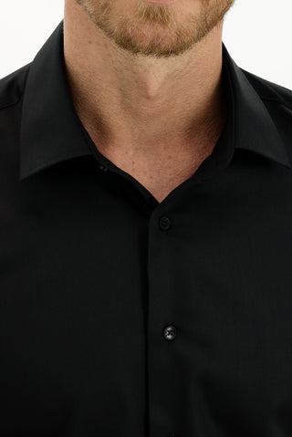  Siyah Uzun Kol Slim Fit Dar Kesim Non Iron Gömlek