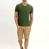 Dark Beige Regular Fit Standard Cut Bermuda Shorts