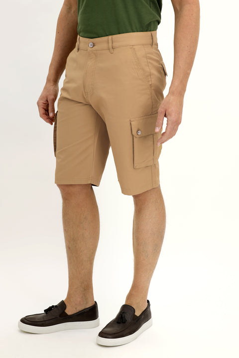 Dark Beige Regular Fit Standard Cut Bermuda Shorts
