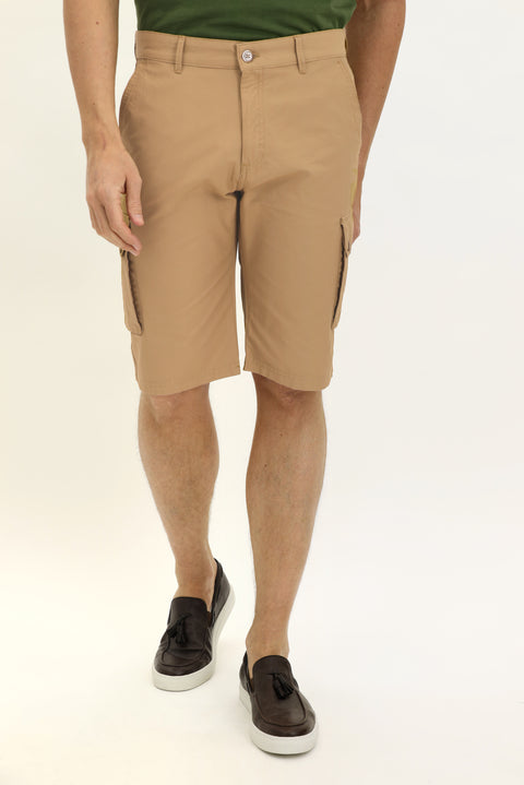 Dark Beige Regular Fit Standard Cut Bermuda Shorts