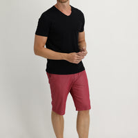 Bright Red Regular Fit Standard Cut Cotton Bermuda Shorts