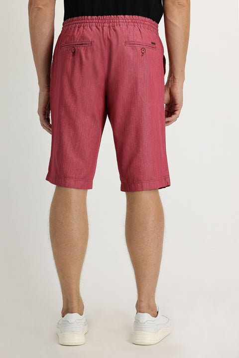 Bright Red Regular Fit Standard Cut Cotton Bermuda Shorts