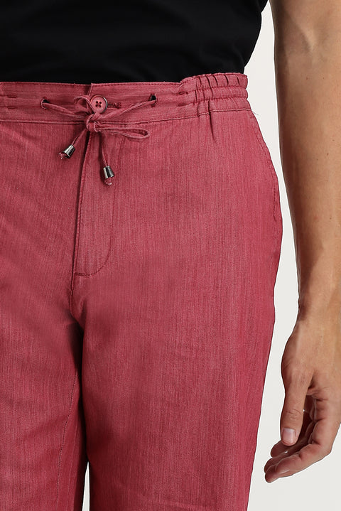 Bright Red Regular Fit Standard Cut Cotton Bermuda Shorts