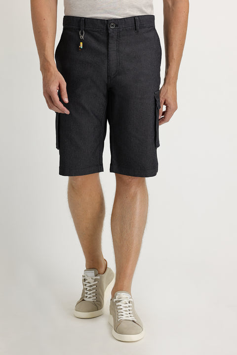 Siyah Relaxed Fit Rahat Kesim Bermuda Şort