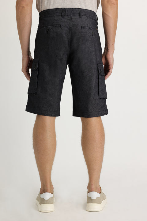 Siyah Relaxed Fit Rahat Kesim Bermuda Şort