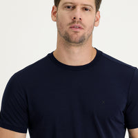 Dark Navy Crew Neck Slim Fit Embroidered T-Shirt