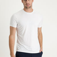 White Crew Neck Slim Fit Embroidered T-Shirt