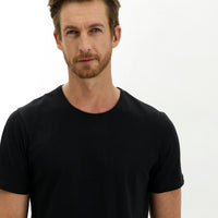 Black Crew Neck Slim Fit Narrow Cut Cotton T-Shirt