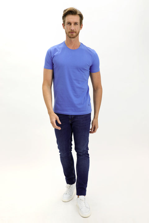 Dark Aviator Crew Neck Slim Fit Narrow Cut Cotton T-Shirt