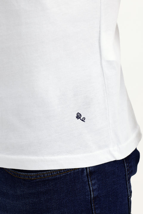 White Crew Neck Slim Fit Narrow Cut Cotton T-Shirt