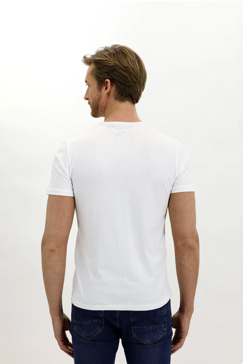 White Crew Neck Slim Fit Narrow Cut Cotton T-Shirt