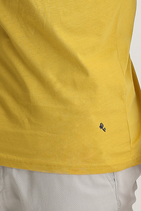 Saffron Crew Neck Slim Fit Narrow Cut Cotton T-Shirt