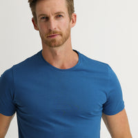 Dark Petrol Crew Neck Slim Fit Narrow Cut Cotton T-Shirt