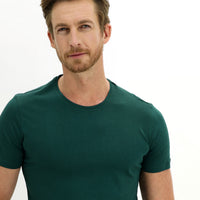 Emerald Green Crew Neck Slim Fit Narrow Cut Cotton T-Shirt