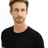 Black Crew Neck Slim Fit Narrow Cut Cotton T-Shirt