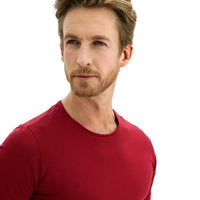 Light Burgundy Crew Neck Slim Fit Narrow Cut Cotton T-Shirt