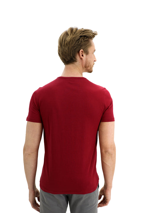 Light Burgundy Crew Neck Slim Fit Narrow Cut Cotton T-Shirt