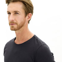 Medium Anthracite Crew Neck Slim Fit Narrow Cut Cotton T-Shirt