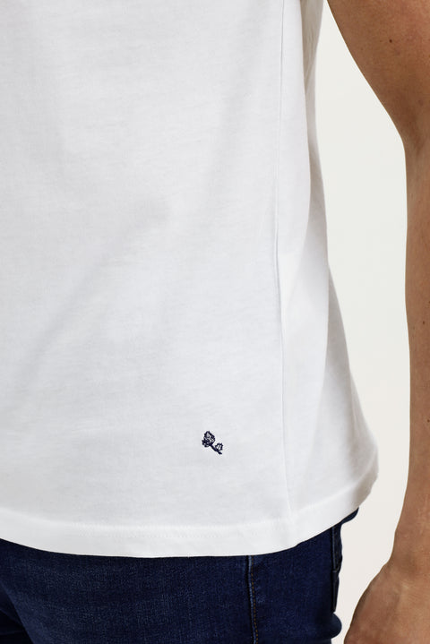 White V-Neck Slim Fit Cotton T-Shirt
