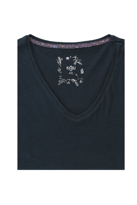 Petrol Green Plus Size V-Neck Cotton T-Shirt