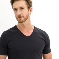 Medium Anthracite V-Neck Slim Fit Cotton T-Shirt