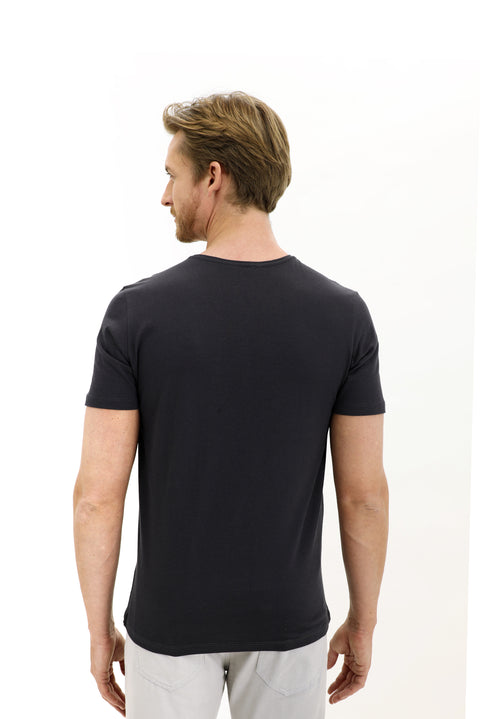Medium Anthracite V-Neck Slim Fit Cotton T-Shirt