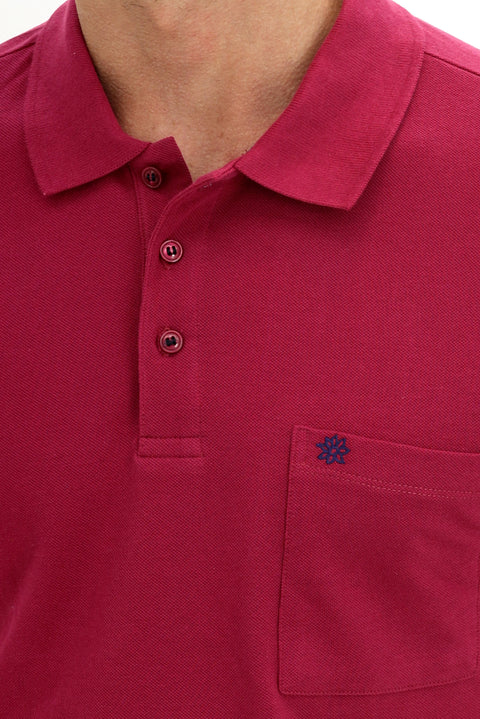 Vişne Cepli Polo Yaka Regular Fit Pamuk Tişört