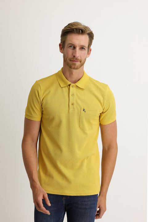 Saffron Pocket Polo Collar Regular Fit Cotton T-Shirt