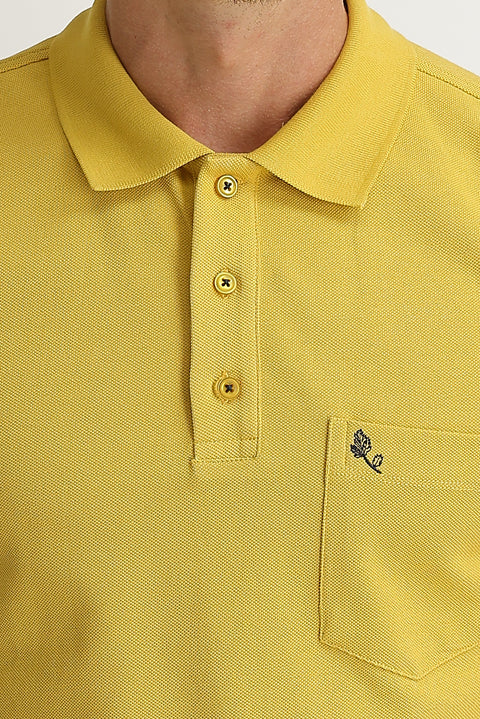 Saffron Pocket Polo Collar Regular Fit Cotton T-Shirt
