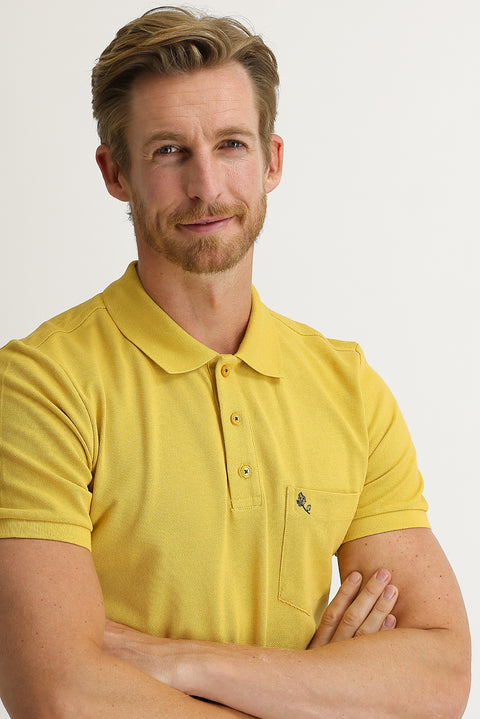 Saffron Pocket Polo Collar Regular Fit Cotton T-Shirt