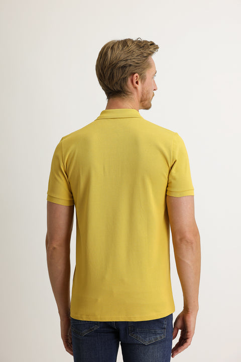 Saffron Pocket Polo Collar Regular Fit Cotton T-Shirt
