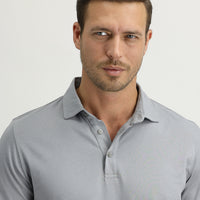 Medium Grey Polo Collar Regular Fit Cotton T-Shirt