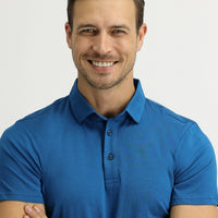 Medium Petrol Polo Collar Regular Fit Cotton T-Shirt
