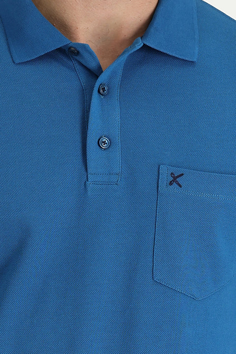 Dark Petrol Pocket Polo Collar Regular Fit T-Shirt