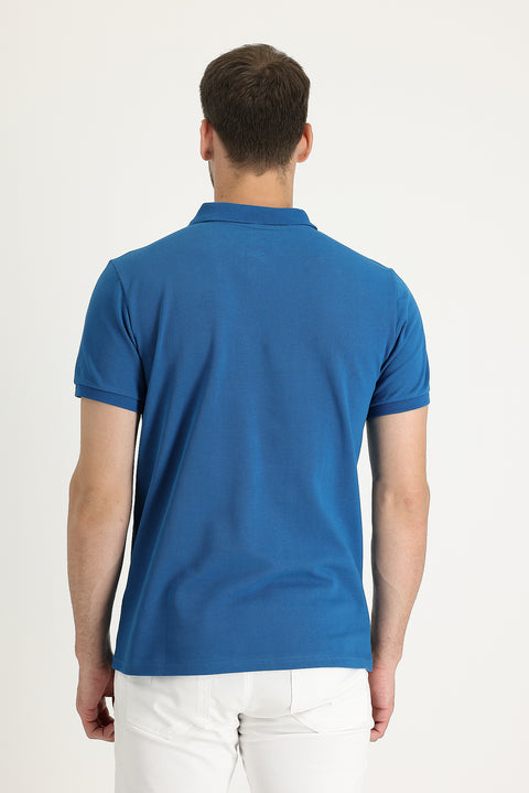 Dark Petrol Pocket Polo Collar Regular Fit T-Shirt