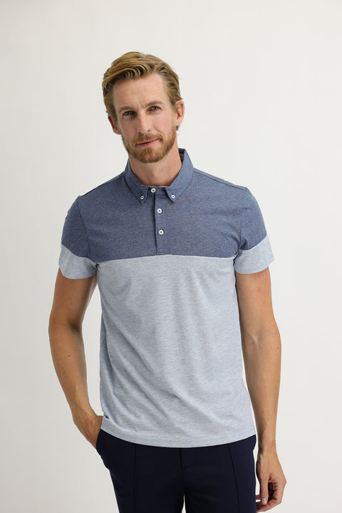 Medium Grey Polo Collar Regular Fit Patterned T-shirt