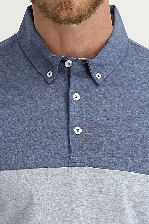 Medium Grey Polo Collar Regular Fit Patterned T-shirt