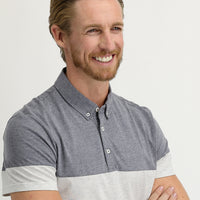 Medium Grey Melange Polo Collar Regular Fit Patterned T-shirt