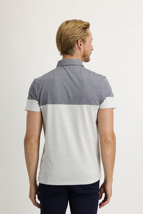 Medium Grey Melange Polo Collar Regular Fit Patterned T-shirt