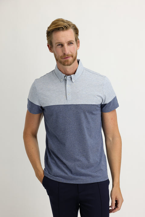 Indigo Regular Fit Patterned Cotton Polo T-Shirt