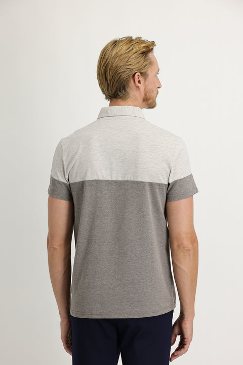 Dark Brown Polo Collar Regular Fit Patterned T-shirt