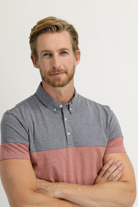 Light Burgundy Polo Collar Regular Fit Patterned T-shirt