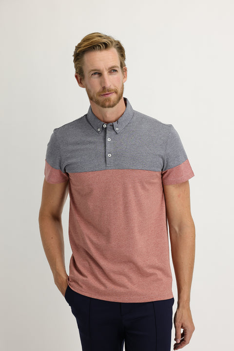 Light Burgundy Polo Collar Regular Fit Patterned T-shirt