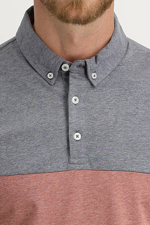 Light Burgundy Polo Collar Regular Fit Patterned T-shirt