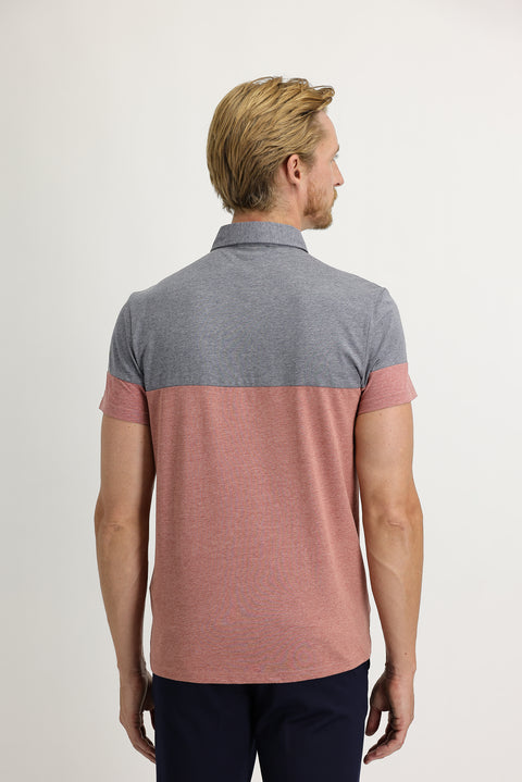 Light Burgundy Polo Collar Regular Fit Patterned T-shirt