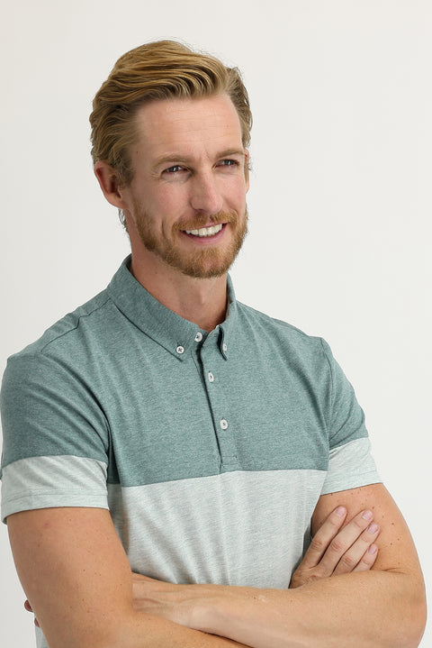 Light Green Polo Collar Regular Fit Patterned Cotton T-shirt